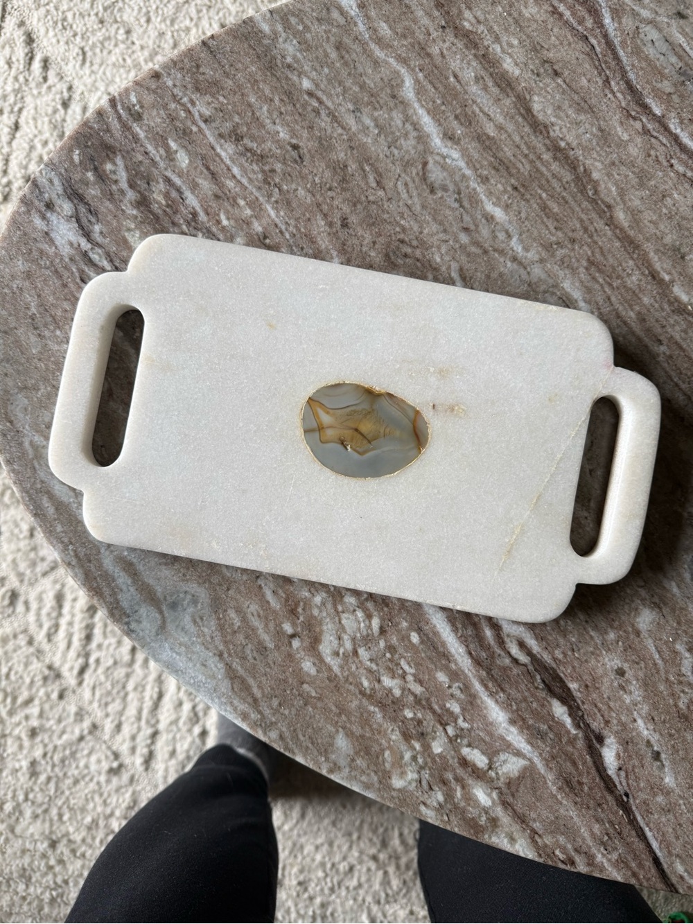 White Marble Serving Board Tray with Handles